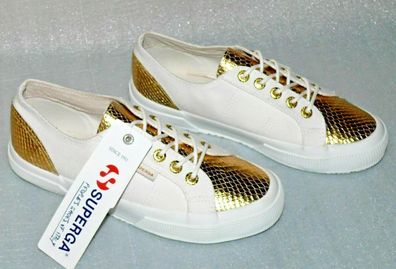 Superga 2750 COTLEA SNAKE Canvas Schuhe Designer Sneaker Boots 35 42 White Gold
