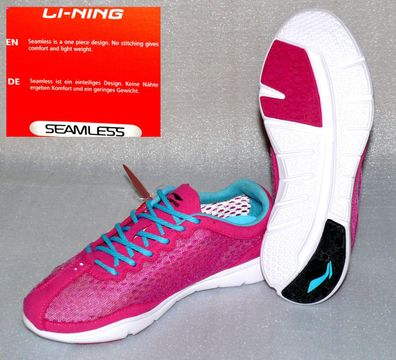 Lining C332 Seamless Lite Damen Schuhe Sneaker Rau Leder Mesh Pink Türkis 34 1/3
