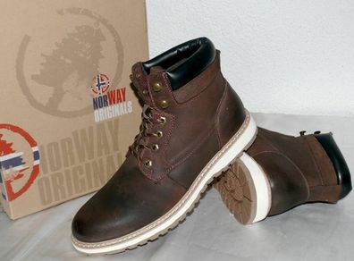 Norway Original B244934 Herbst Winter Echt Leder Schuhe Boots Stiefel 43 44 Brau