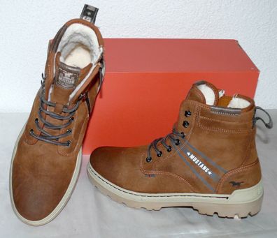 Mustang ZIP Warme Herbst Winter Leder Schuhe Boots Stiefel Futter 42 Braun N54