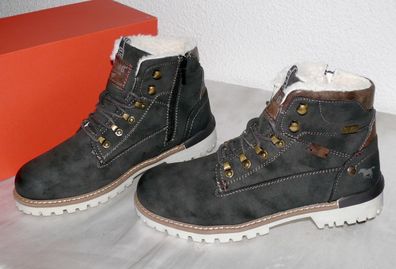 Mustang ZIP Warme Herbst Winter Leder Schuhe Boots Stiefel Futter 42 Dk. Grau N40