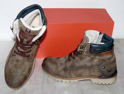 Mustang ZIP Warme Herbst Winter Leder Schuhe Boots Stiefel Futter 42 D. Braun N57