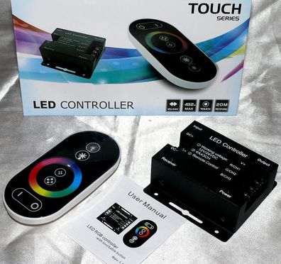 Touch RF RGB LED Controller 3Kanal 12/24V 18A Funk FB Steuergerät 432W Strips Bl