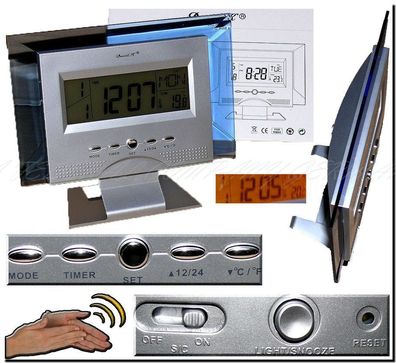 Daniel KDC8081 Silver Alarm Clock Uhr Wecker DEKO Klatsch Geräusch Sensor Silber
