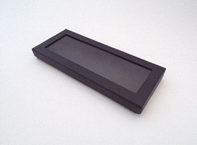 Geschenkverpackung Karton Präsent Box Papp Schachtel mit Fenster Schwarz 170x70x15 mm