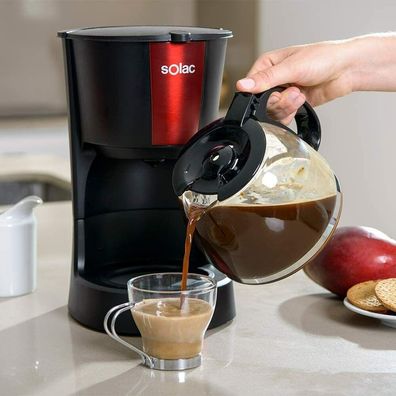 Solac CF4029 Stillo RED Designer Kaffeemaschine Glaskanne 1,2l 900W Black Rot