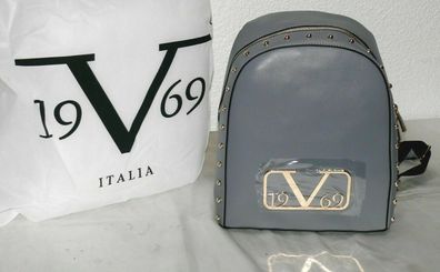 Versace VI20AI0025 Zainetto 19.69 Italia Damen Leder Rucksack Tasche Grau Gold