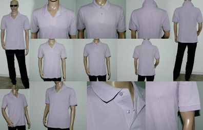 Dressmann Basic Pigue Zweiknopf Polo Hemd Shirt Regular Fit Kurzarm Hell Lila L