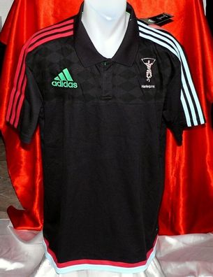 Freizeit HQ Polo Adidas Herren Polo Shirt Harlequins Players Media Rugby Gr.S