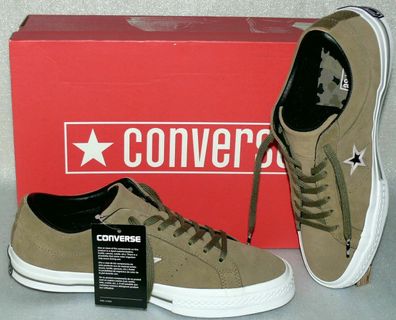 Converse 161167C ONE STAR OX Suede Leder Schuhe Sneaker Boots 41,5 42 Khaki Weiß