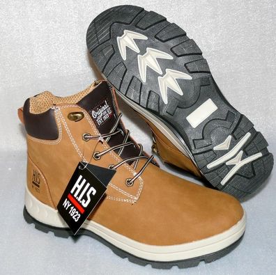 H.I.S NY1923 781255 HI Worker Leder Schuhe Stiefel Boots Beige Braun Crem 40 41