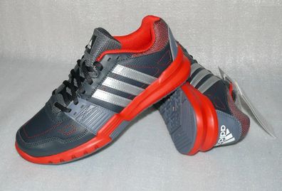 Adidas B33188 Essential Star 2 Leder Lauf Schuhe Running Sneaker 40 Dk. Grau Rot