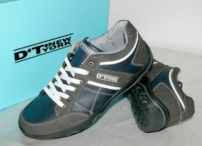 D.T New York B245350 Low Leder Schuhe Freizeit Elegante Sneaker 40 45 Navy Grau