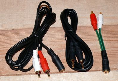 Profi Audio Kabel Set Adapterkabel Audio 3,5mm Klinke Cinch Kabel Stecker Schwar