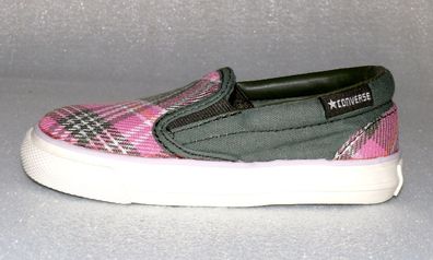 Converse Skid Grip EV Canvas Kinder Schuhe Slip On Sneaker Gr 23 UK7 Plaid Pink