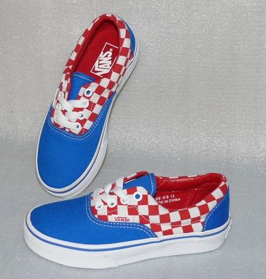Vans ERA K'S Canvas Kinder Schuhe Sneaker Gr 31 UK13 Checkerboard Blau Weiß Rot