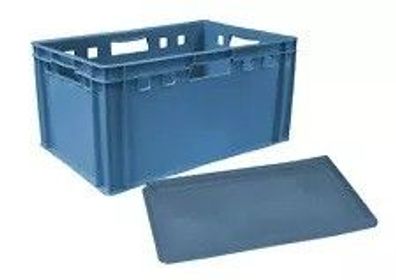 4 Fleischerkisten Obstkiste Transport Lagerbox + 1 Deckel E3 blau NEU Gastlando