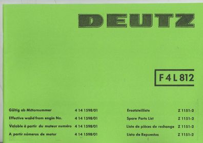 Deutz Motor Ersatzteilliste F4L 812
