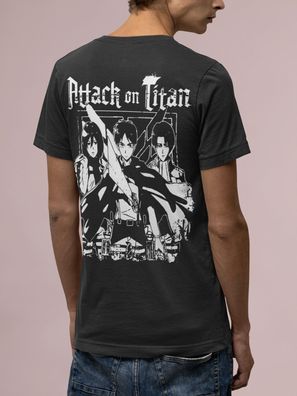 Herren T-Shirt Bio Baumwolle Anime Attack on Titan Eren Jäger Levi Streetwear