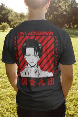 Herren Shirt Bio Baumwolle Anime Attack on Titan Levi Ackerman manga Streetwear