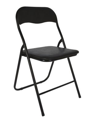 Metall Klappstuhl gepolstert - schwarz - Gäste Küchen Beistell Stuhl mit Polster