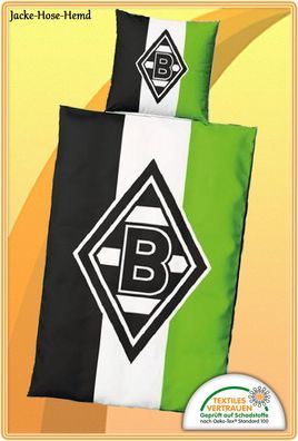 Bettwäsche Borussia Mönchengladbach Grün BMG Reißverschluß Gr.135x200cm NEU