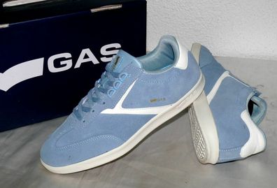 GAS Scarpe Harry SD GAM817000 OX Rau UP Leder Schuhe Sneaker 42 Azure Blau Weiß