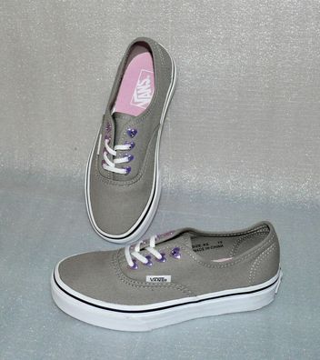 Vans Authentic K'S Kinder Schuhe Freizeit Sneaker Gr 31 UK13 Eyelet Grau Weiß