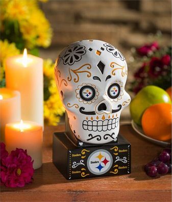 NFL Pittsburgh Steelers Sugar Skull Totenkopf Garden Figure Totenschädel Football
