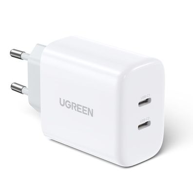 Ugreen Reiseladegerät 2x USB Typ C 40W Power Delivery Schnell-Ladegerät Netzteil ...