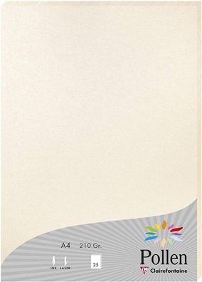 Clairefontaine Pollen Papier Perlmutt-Elfenbein 210g/ m² DIN-A4 25 Blatt
