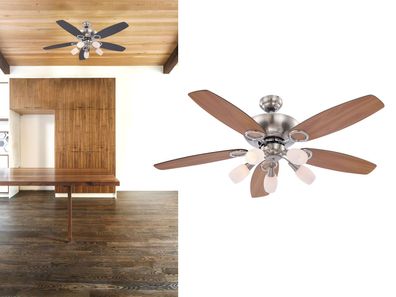Deckenventilator mit Licht JERRY Zugschalter, Buche/ Graphit Ø130cm