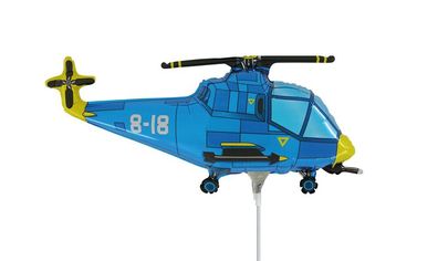 Hubschrauber Blau Folienballon 22 cm