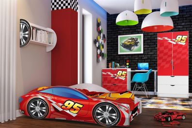 Lux4Kids Kinderbett Autobett Bett Schlafzimmer Spielbett mit Matratze Lattenrost