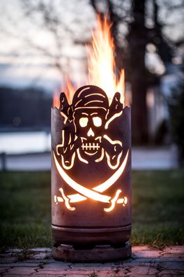 Feuertonne Pirat Seeräuber Feuerkorb Holz Feuerstelle