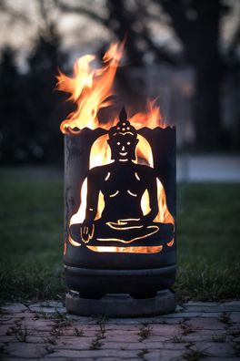 Kleine Feuertonne Buddha Yin Yang Feuerflair Feuerkorb Holz-Feuerstelle