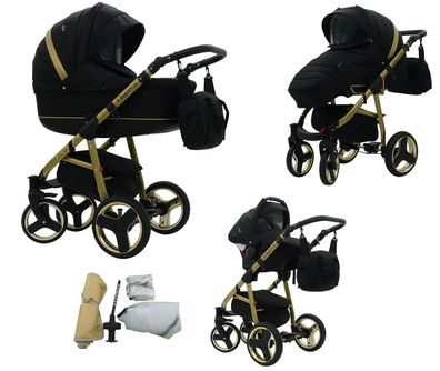 Kinderwagen für große Eltern Babyschale Buggy Isofix Set Querox Gold by Lux4Kids
