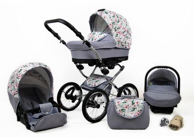 Kinderwagen 3in1 Retro Autositz Buggy Isofix Nostalgica Silver by Saintbaby