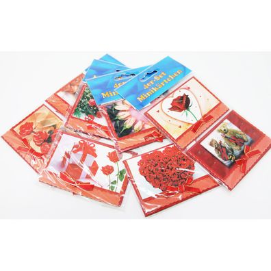 Mini Glückwunschkarten mit Umschlag Geschenk Kärtchen 4er Set