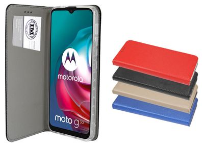 Buch-Tasche Hülle Smart Magnet kompatibel mit Motorola MOTO G71 5G Leder Optik ...