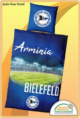 Bettwäsche DSC Arminia Bielefeld Logo Stadion Reißverschluss Gr. 135x200cm NEU