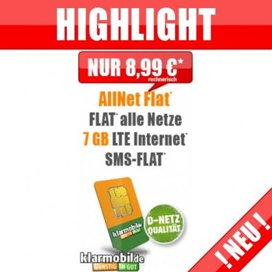 SONDER-AKTION ALLNET FLAT 7 GB LTE 8,99