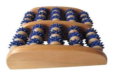 RFM Rehaforum Fußmassageroller aus Holz mit 10 Rollen Foot Massage Roller
