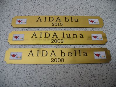 Kleines Namensschild für Modellständer - AIDA luna/ diva/ blu/ bella/ sol/ stella