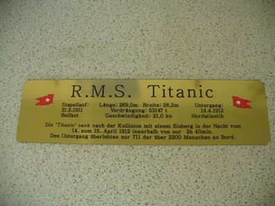 Hohes Namensschild mit zusätzlichen Daten für Modellständer - RMS Titanic