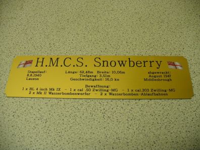 Hohes Namensschild mit zusätzlichen Daten für Modellständer - HMCS Snowberry