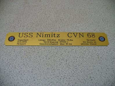 Namensschild für Modellständer mit Daten - USS Nimitz CVN 68