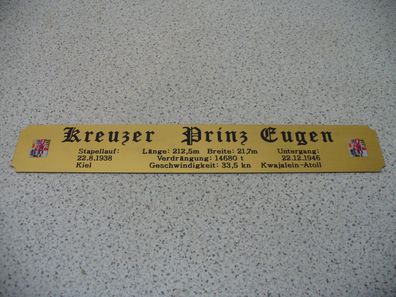 Namensschild für Modellständer mit Daten - Kreuzer Prinz Eugen