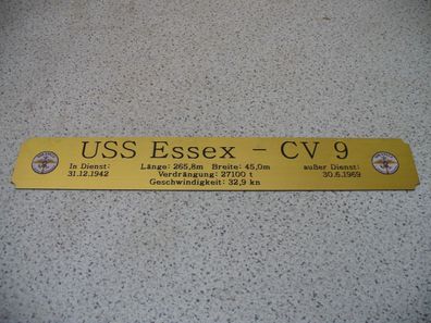 Namensschild für Modellständer mit Daten - USS Essex CV9