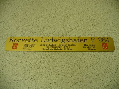 Namensschild für Modellständer mit Daten - Korvette Ludwigshafen F264